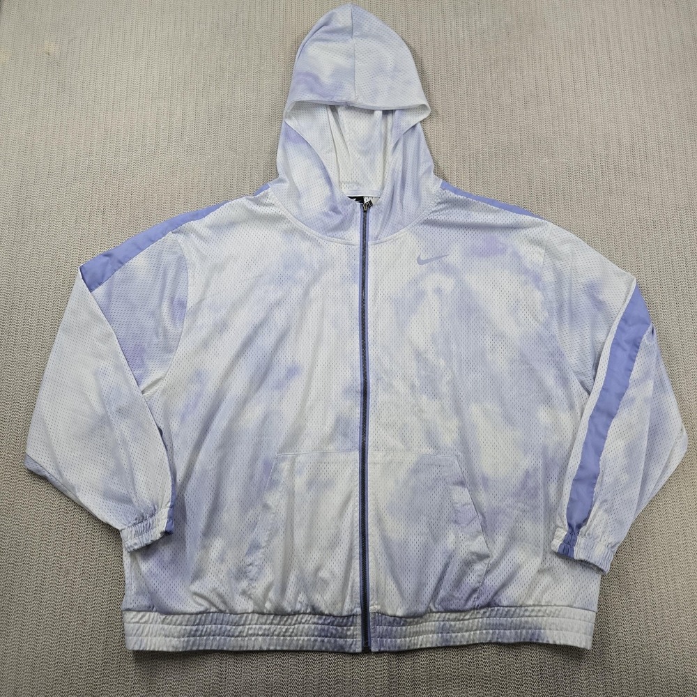 Nike Icon Clash Jacket Womens 2X White Purple Tie Dye Light Thistle Logo Mesh